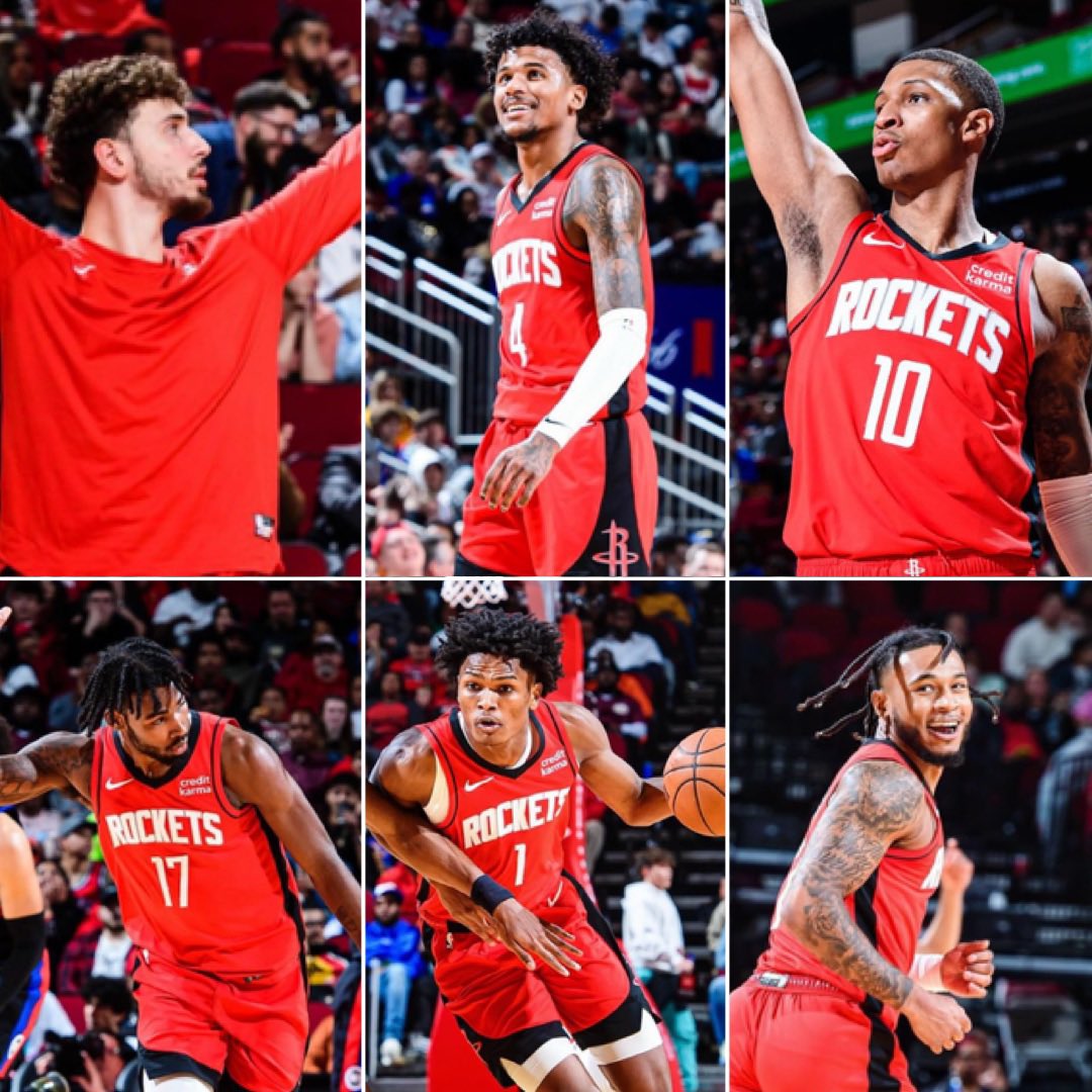 BradeauxNBA's tweet photo. The #Rockets last 4 years in the draft:

2021 — Jalen Green - pick #2
2021 — Alperen Şengün - pick #16
2022 — Jabari Smith Jr. - pick #3
2022 — Tari Eason - pick #17
2023 — Amen Thompson - pick #4
2023 — Cam Whitmore - pick #20
2024 — pick #3 👀 

What a rebuild. https://t.co/62q2FTk1r7