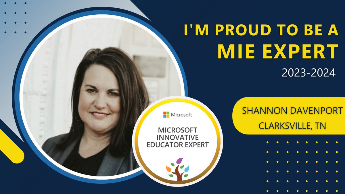 Honored to be selected as an #MIEExpert for 2023-2024 Looking forward to learning and making new connections!  #MicrosoftEdu