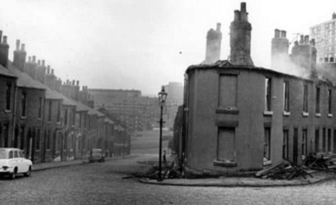 Junction of Hope Street and Latimer Street looking towards Edward Street Flats, 1966
