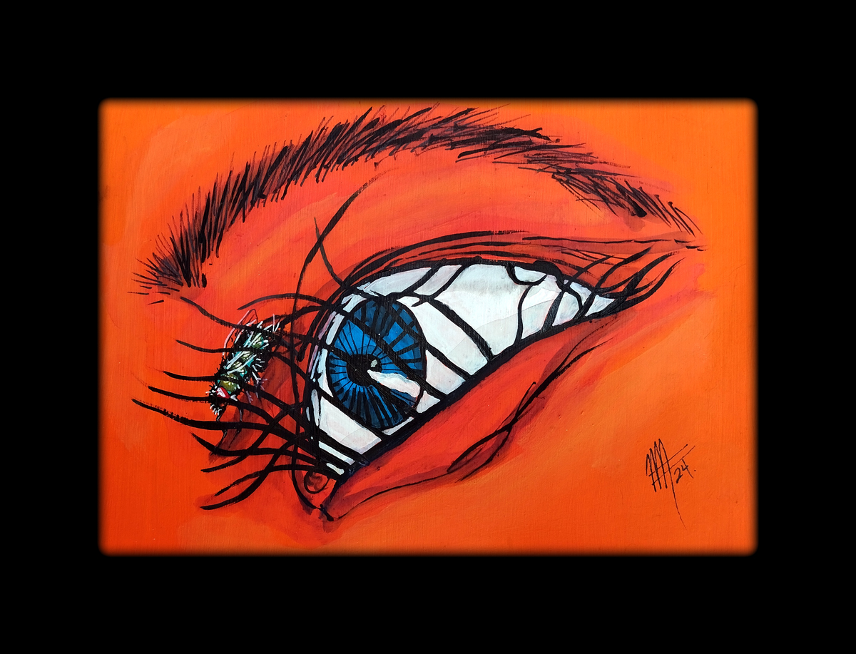 'Aeon Flux'
24x31 cm
Mixta sobre bristol

#marcoyah #beautiful_artshare #dibujo #drawing #painting #oilpainting #diseñografico #graphicdesign #artistamexicano #pintormexicano #AeonFlux #eyes #OJO #orange #eyebrows #fly #moscas