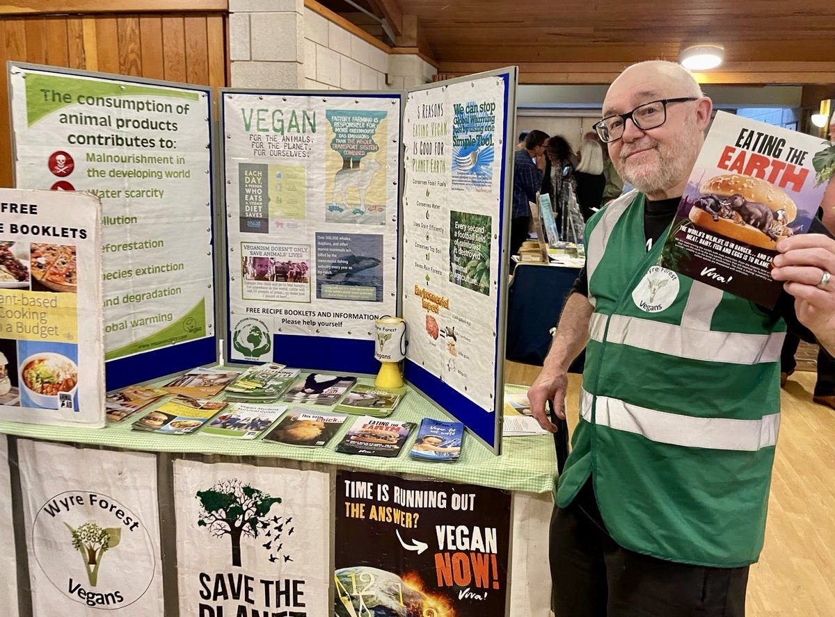 Our stall at a recent Greener Living Fair in Stourport, where we had good interest from the public, with lots of info promoting #veganism given out.

#vegan
