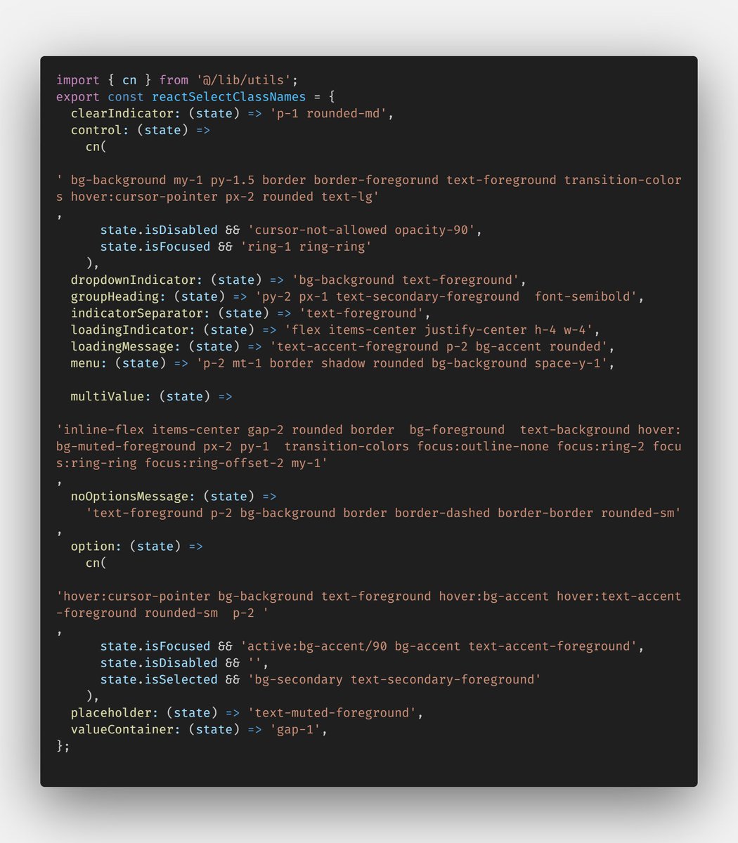 mdfaiz_ansari's tweet image. React-select  styling with shadcn ui.
Will work with any theme of Shadcn UI.
#shadcnui #reactselect #reactjs #nextjs