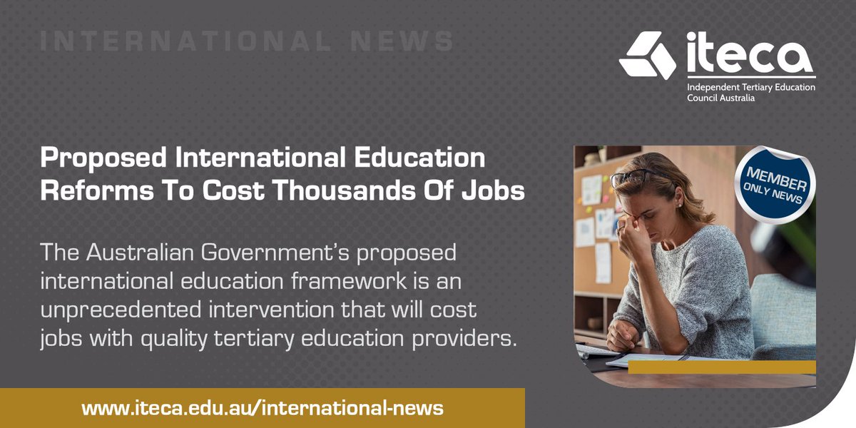 With the Australian Government's proposed framework likely to reduce the number of #InternationalStudents able to study with quality independent #VocationalTraining and #HigherEducation providers, the result will be job losses across the sector. Read more: ow.ly/VJ7p50RCSHL