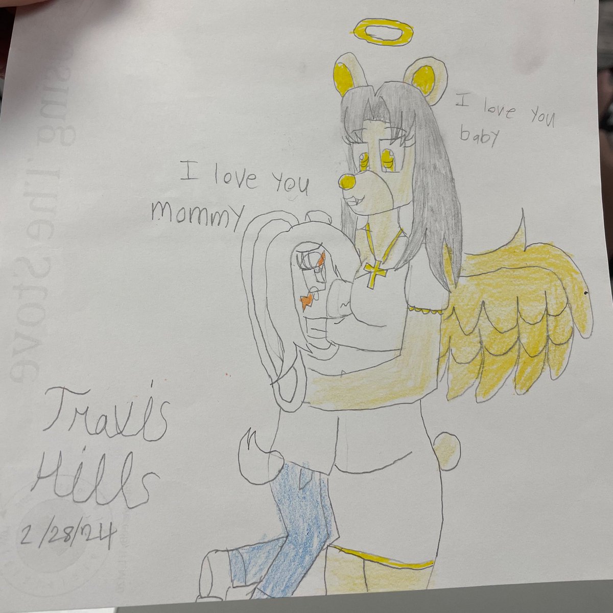 Owo Hope ya'll are having a great mothers day today?

( I'm 11 in this drawing*)
#MothersDayWeekend  #MothersDay2023  #MotherDay #MomAndMe  #furryart  #furrydrawing  #bear  #bunny  #Angel #Christianmother #emotional