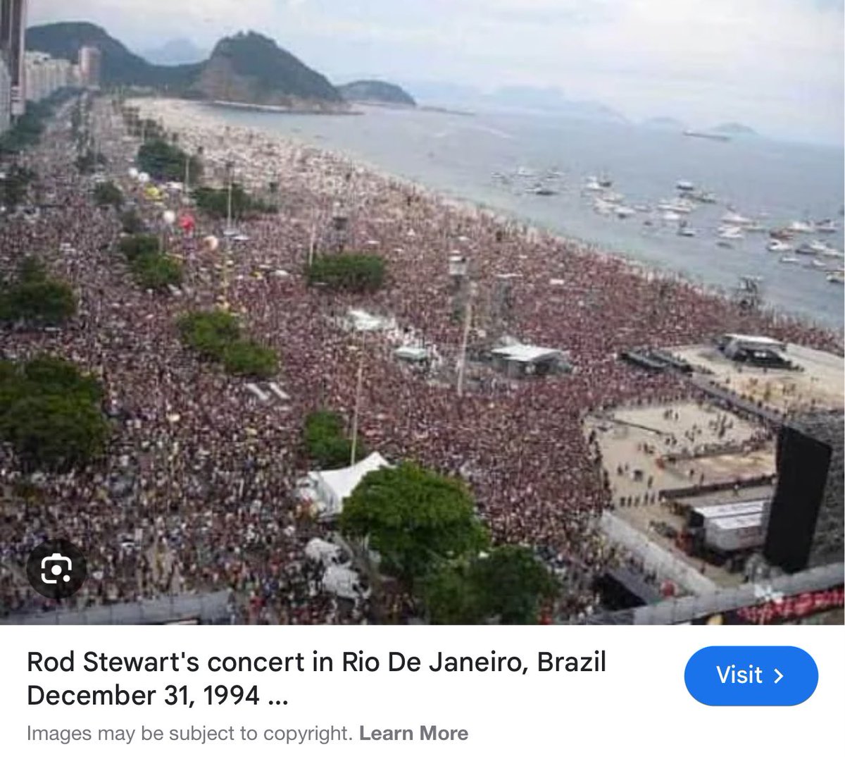 This is a 1994 Rod Stewart concert in Brazil. The mountains kinda give it away.