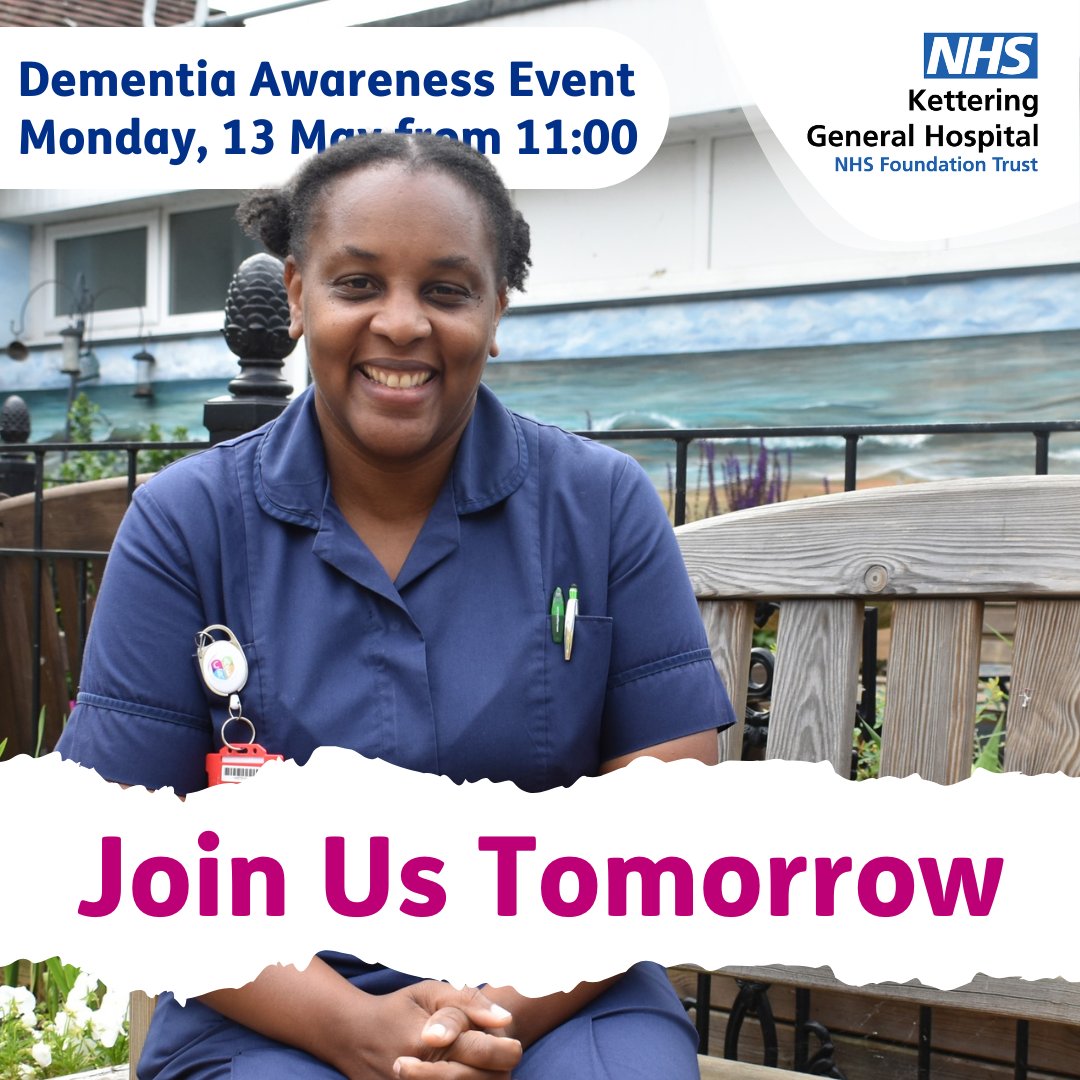 Our Dementia Awareness event is happening tomorrow and we hope you can join us. 💙 Monday May 13 2024 💙 11-3pm 💙 The Rec Hall We will be joined by a number of teams from KGH, plus organisations and community groups who offer services across the county. cc. @NrthmptonEvents