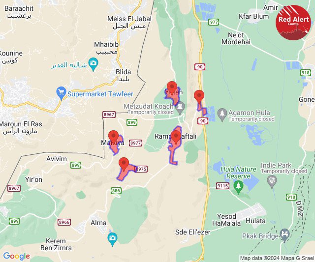 “Hostile Drone Intrusion” Alerts now for several Communities in Northern Israel near the Border with Lebanon.