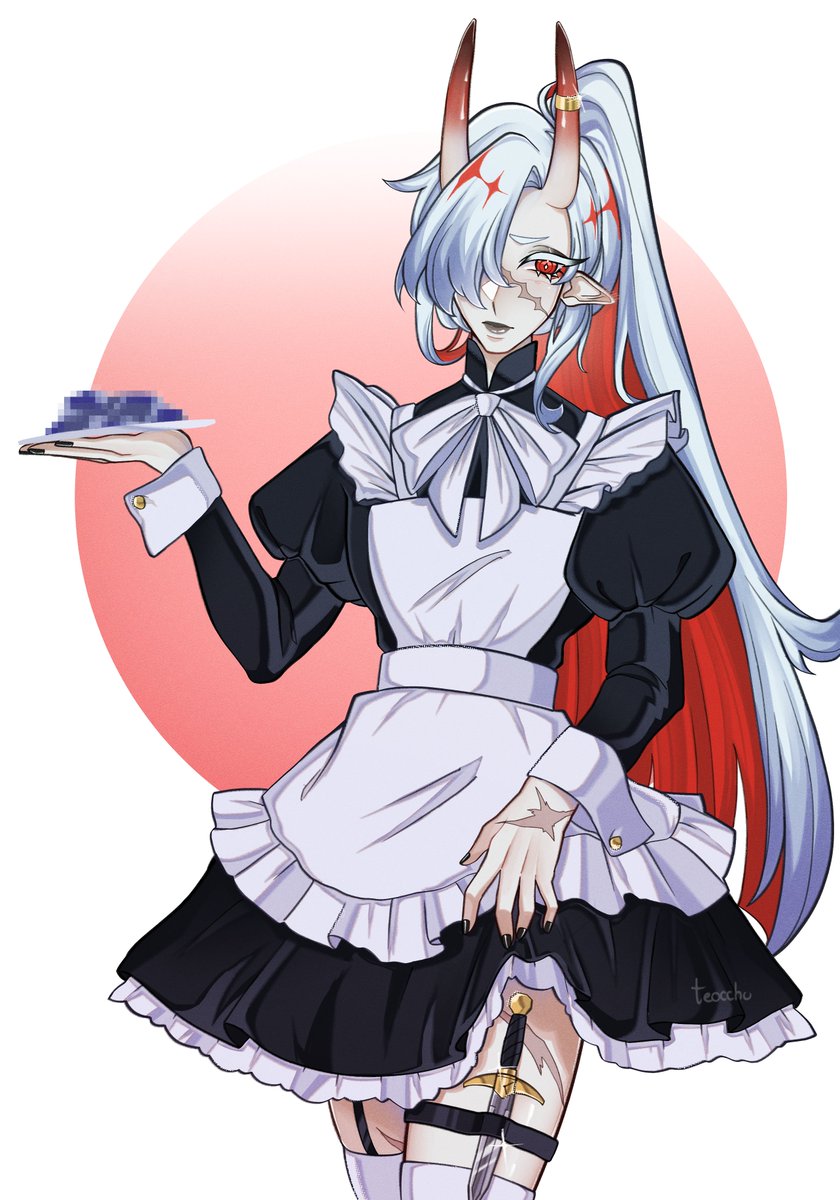 two days late but I still forced Nacht into the maid outfit-