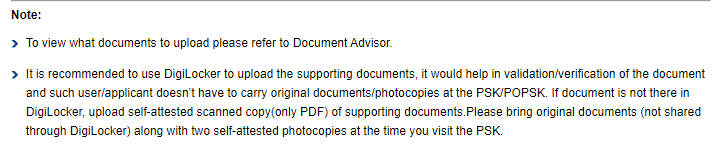 PRajvind's tweet photo. @passportsevamea Do I need to carry my original document to PSK since I uploaded it from Digilocker? I saw this while uploading but when I booked the appointment, it says I've to carry all the docs. https://t.co/pp8FS8Vi5B