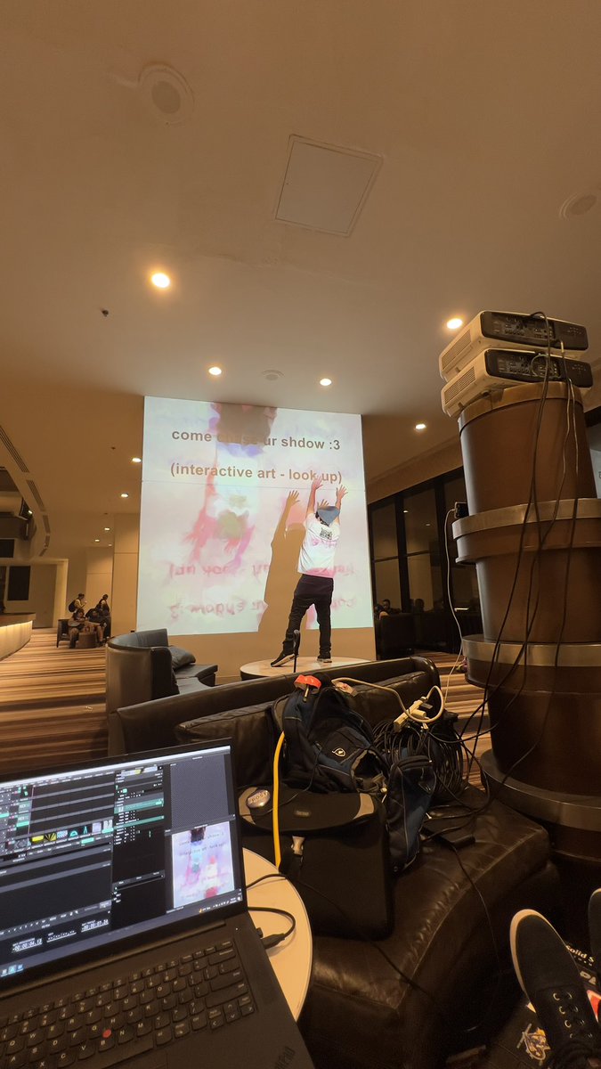 couldn’t figure out this socializing thing ppl do at furry cons, so instead I brought some projectors and randomly spin up interactive visual art #FWA24