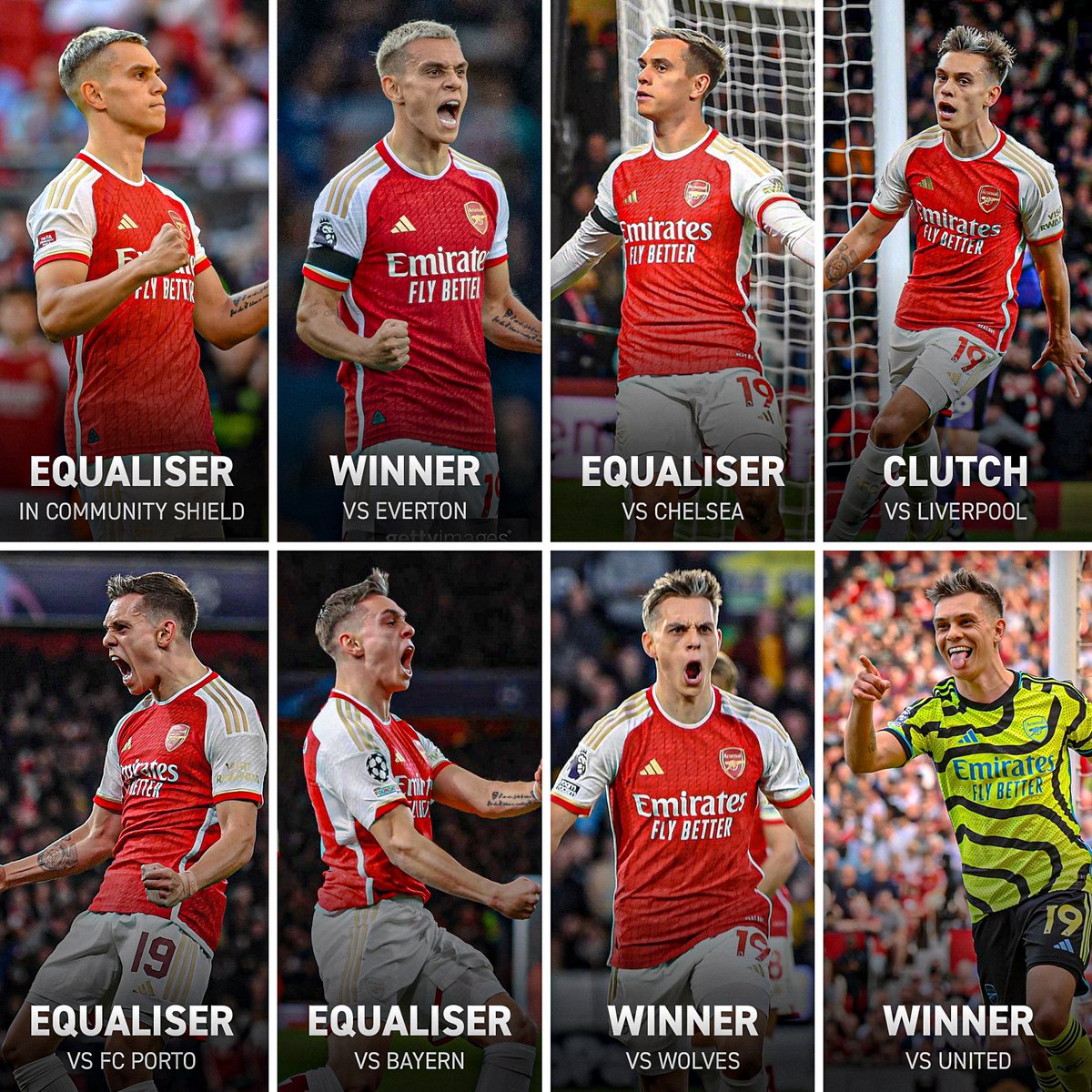 Without Leandro Trossard Arsenal’s season would look incredibly different.

🏆 Equaliser against City in the last minute to win Arsenal the Community Shield.

⚽️ Scored the winner against Everton and a late equaliser against Chelsea early on in the season.

🔝 Scored the third…