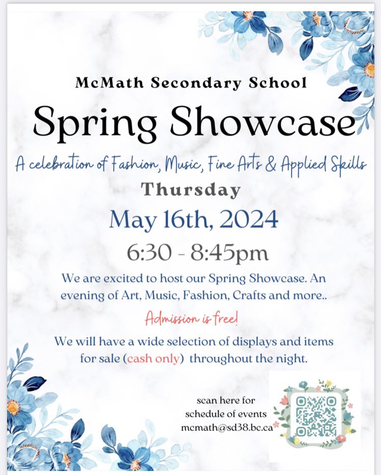 Wildcats, check out the WAAG and Bell Schedule for May 13-17th!
✅Capstone Projects due 13th
✅Spring Showcase 16th
✅ProDDay 17th  
More info about the Spring Showcase mcmath.sd38.bc.ca/news/2024/05/m…
#Wildcats
#McMathPRIDE