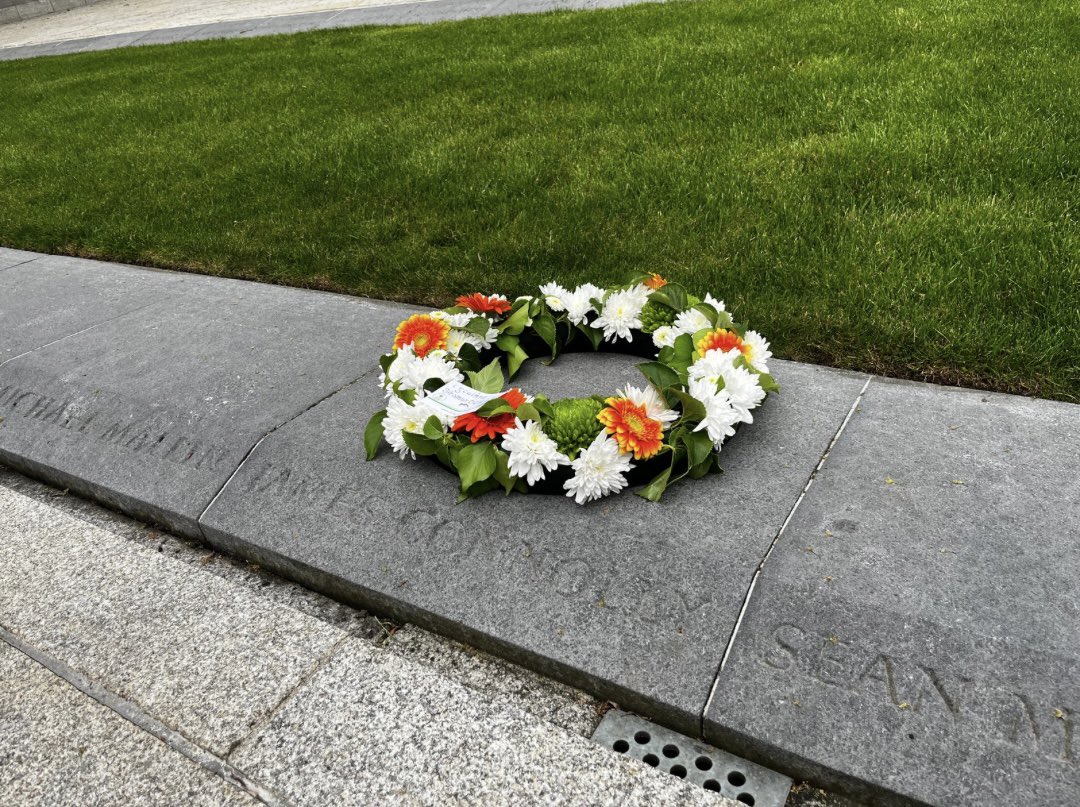 Arbour Hill Cemetery in Dublin City this afternoon - Éirígí activists commemorate the great James Connolly on the 108th anniversary of his execution by the British for daring to strike for Irish freedom during the #1916Rising.