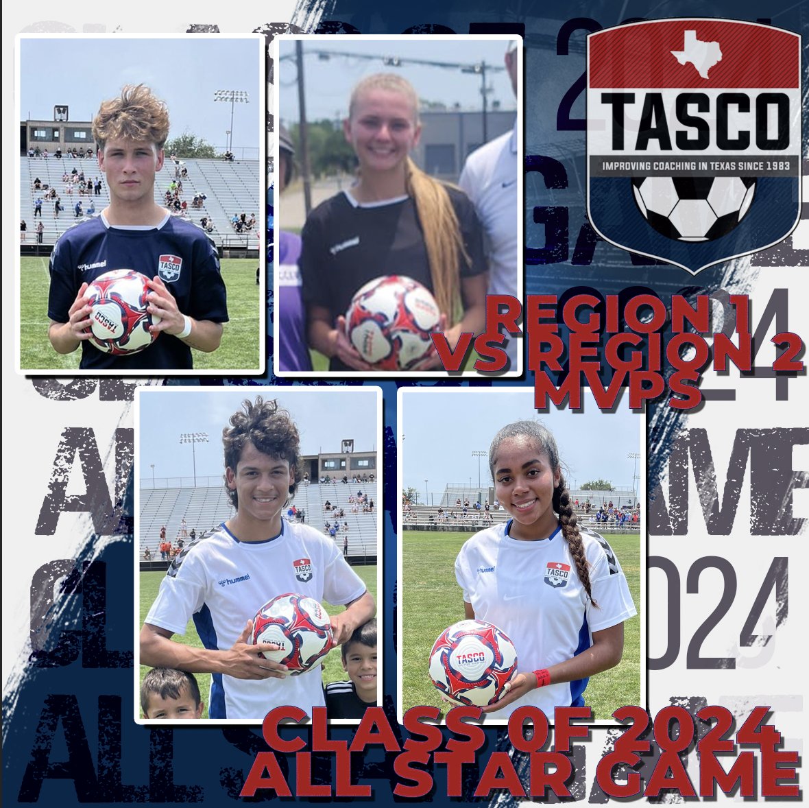 Congratulations to our 2024 Region 1 and Region 2 All Star Games MVPs! #TASCO #TASCOAllStar #TXHSSoccer #TXHSSoc