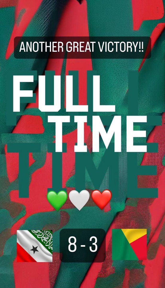 Big shoutout to the boys for making us proud and starting the celebration with a big win! 🥁🔥

Landers, the official countdown begins! Let the celebration be your only mode of communication until June 26th. 🥁💚🤍❤️

Let's go, #Somaliland! 🎉

#RecognizeSomalilandNow…