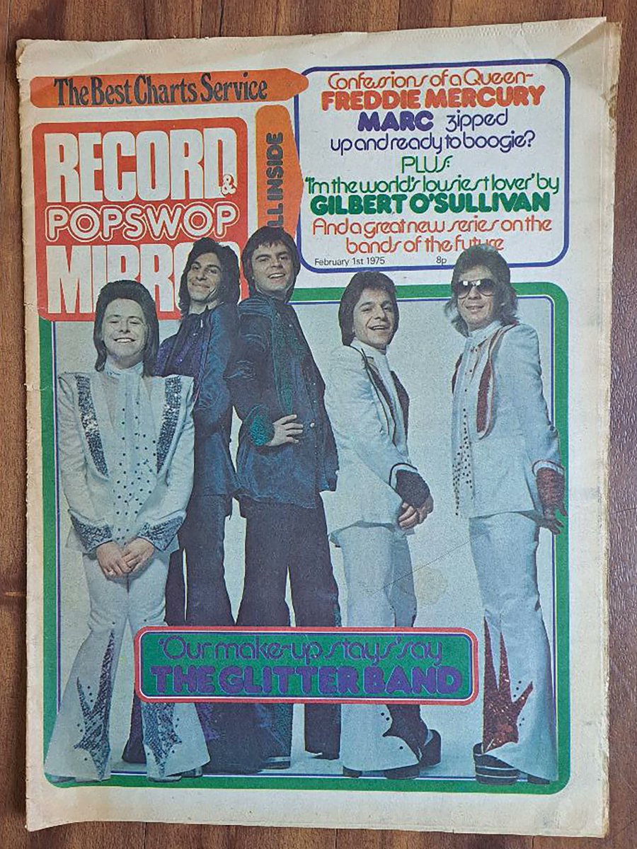 In 1975 Record Mirror merged with Popswop and on 1st February featured The Glitter Band on the cover. #RecordMirror