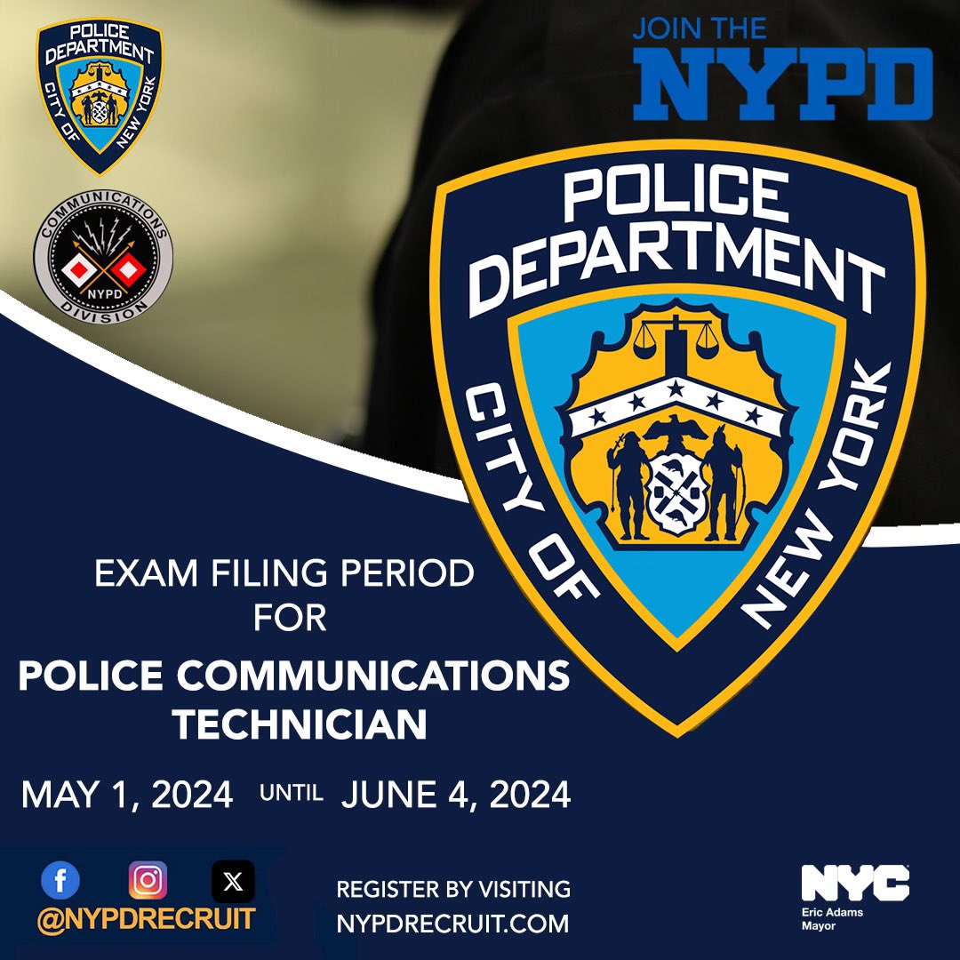 Police Communications Technician plays a vital role in our mission of public safety. They are 911 emergency call takers & radio dispatchers. Registration to take the exam to become a Police Communications Technician is NOW OPEN ⬇️ nypdrecruit.com