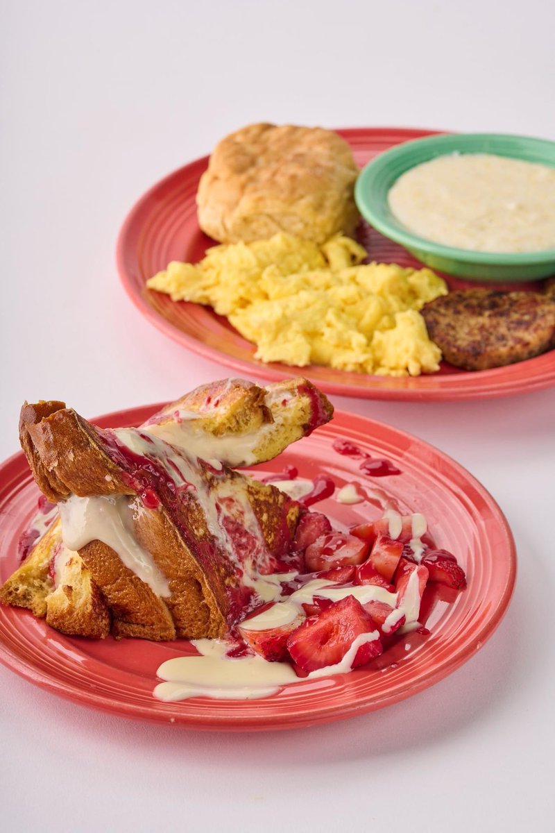 The Mother of all breakfasts...our stuffed French toast served with two eggs, two chicken sausage patties, creamy dreamy grits and a fluffy flying biscuit. 🤤 Happy Mother's Day! 💐 You make the world go round and we appreciate you! #mothersday2024