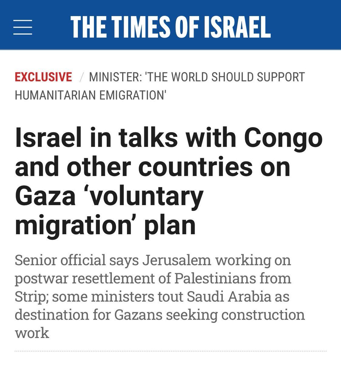 Britain’s Rwanda plan came from advice from Israel, and now they’re planning to expel Gazans to an assumed “empty” country just waiting to receive the unwanted of colonial powers