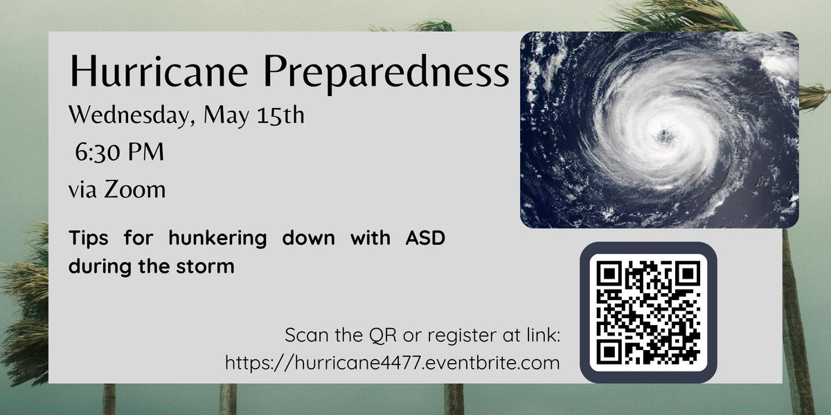 Have you had to "hunker down" with ASD during the storm? Be prepared! Join us this week. hurricand4477.eventbrite.com