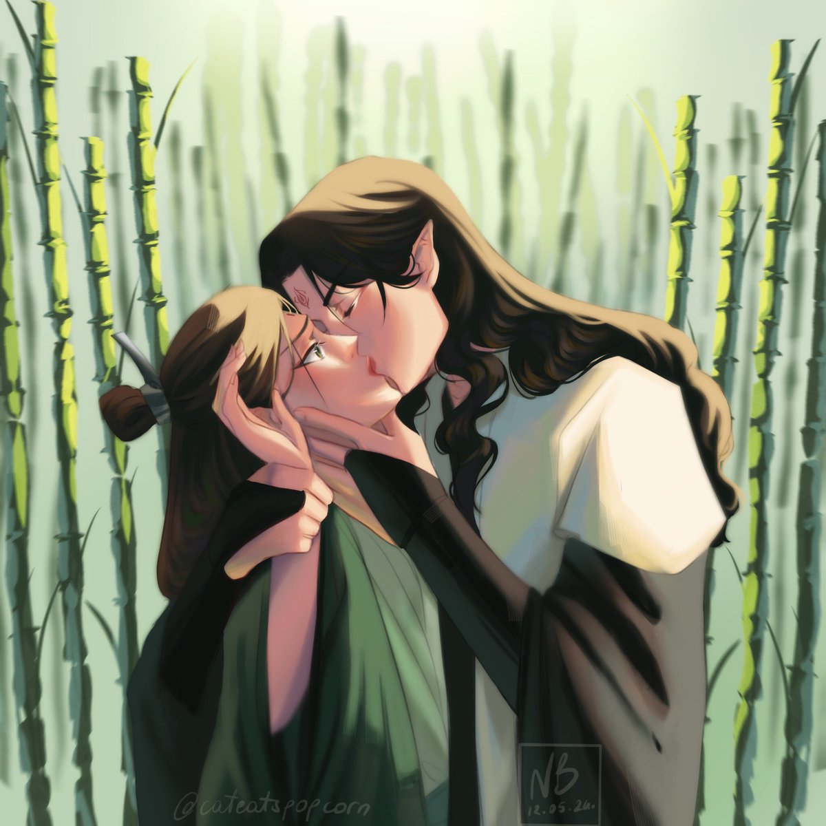 My 6th prompt for @SVSSSAction!! Thanks to kawouwu (tumblr) for donating. Here’s your “Bingqiu, anything”. Hope you like how I drew their first kiss😉