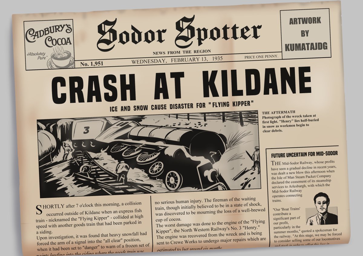 Happy 79th anniversary to the Railway Series!
Here's my second submission for this year's art collab.
I tried my best to make this resemble the style of real UK newspapers from the 30s 😁