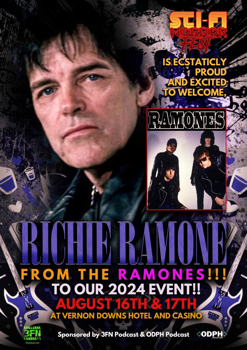 SCI-FI HORROR FEST is over the moon to welcome, drummer of the band who pioneered the punk rock movement, Richie Ramone of the legendary RAMONES!! (Sponsored by 3FN Podcast and ODPH Podcast!!!!)
#excited #horrorfanatic #announcement #theramones #richieramone @GrimmFXC