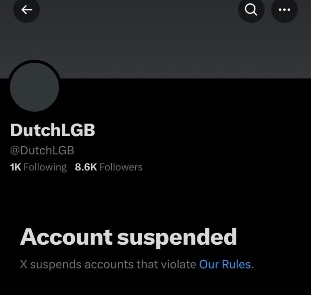 @Support @elonmusk @X please reinstate @DutchLGB’s account which was falsely suspended. 

He's been maliciously targeted and it's ridiculous you've suspended him. Please reinstate as he does great work highlighting LGB concerns.