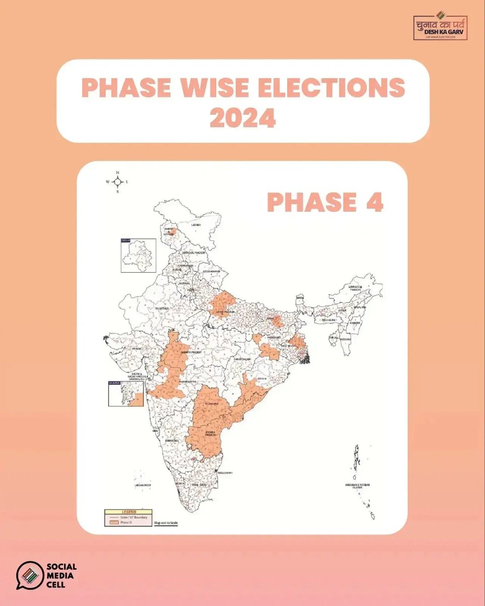 ECISVEEP's tweet image. Tomorrow is #PollDay for #Phase4 of the #GeneralElections2024 

Here is the list of States/UTs going to polls in the fourth phase of polls

#GoVote

#ChunavKaParv #DeshKaGarv #LokSabhaElections2024