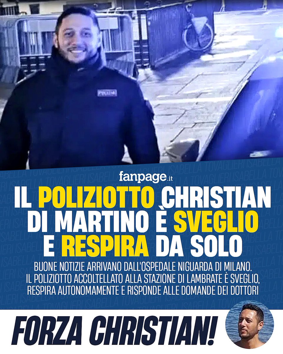 La notizia che tutta Italia aspettava. Tiriamo un sospiro di sollievo per Christian e gli auguriamo nuovamente di tornare al più presto in servizio. L’Italia ha bisogno di persone come lui, con il suo coraggio, con la sua abnegazione, con il suo orgoglio per la divisa. Forza…