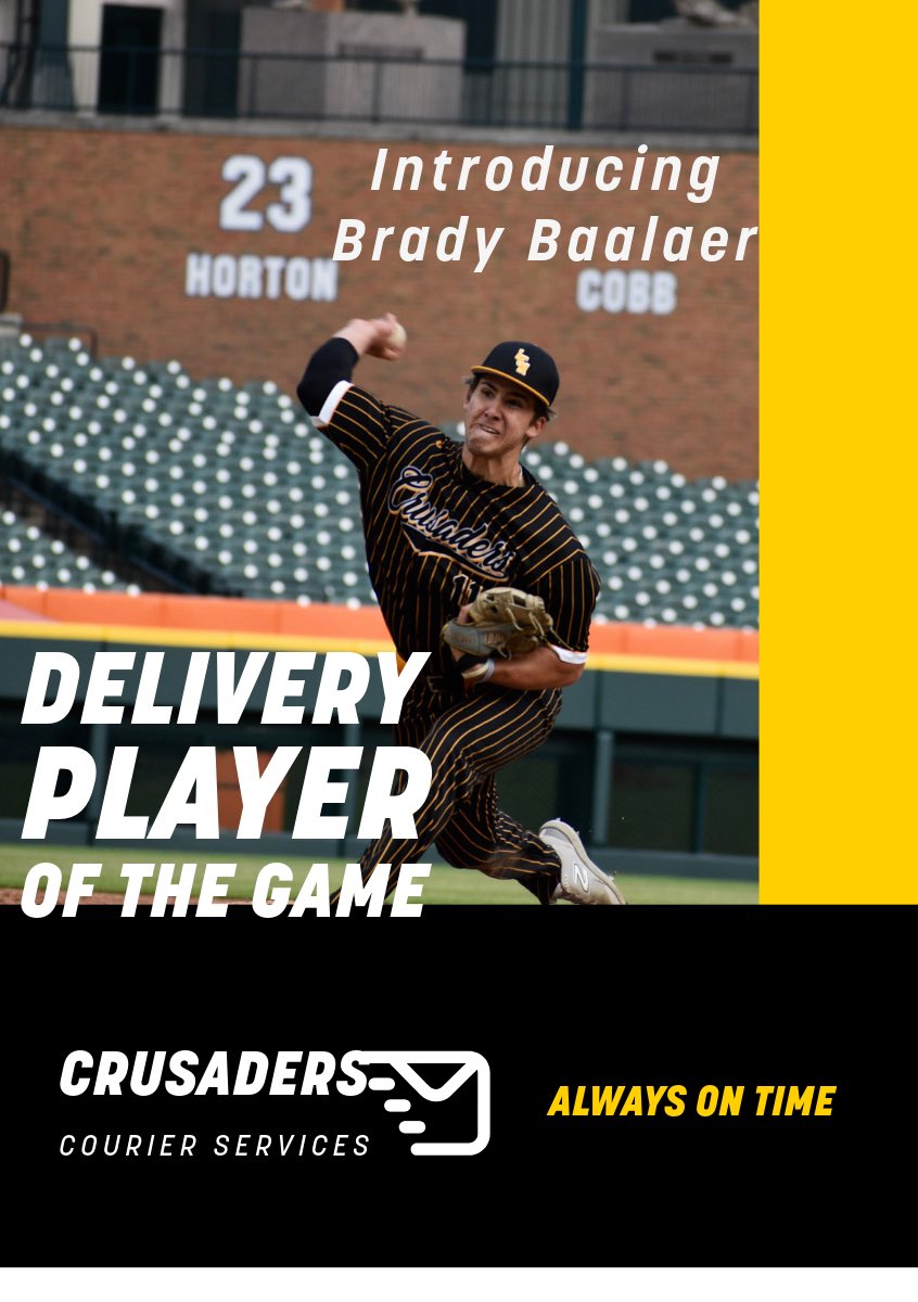 LCN Baseball (@lcncrusadersbsb) on Twitter photo Friday night Delivery player of the game is <a href="/bbaalaer34/">brady baalaer</a> Brady pitched 6 solid innings striking out 12 only allowing 3 hits and 0 earned runs also went 2-3 at the plate on the 4-0 win against Utica 🗡️ Friday night Delivery player of the game is <a href="/bbaalaer34/">brady baalaer</a> Brady pitched 6 solid innings striking out 12 only allowing 3 hits and 0 earned runs also went 2-3 at the plate on the 4-0 win against Utica 🗡️