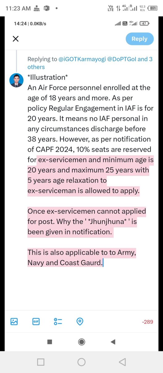 Sir,
10% reservation in CAPF for the post of Asstt commdt is extended but same is not executed properly on ground as per  rule 1979. Reason not being clarified by DoPT, MoH, UPSC,MoD. Same seem to be ignorant  by government or may be political wind. Request to intervene