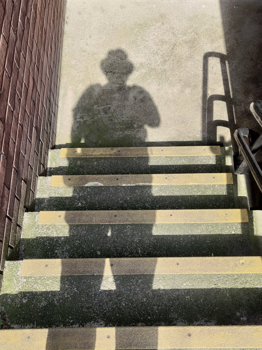 Shadow falls down the stairs