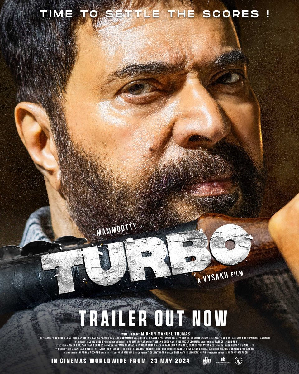 Mammootty is here again! #Turbo trailer out now Releases May 23 ▶️youtu.be/LOE8ESPIMpE?si…