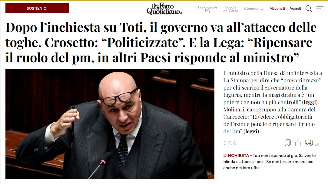 Non attaccano il presunto corrotto, ma attaccano chi ha scoperto le porcate. Vogliono i magistrati che prendono ordini dai politici. Questo è un attacco vergognoso alla Costituzione. il potere politico al di sopra di tutto con la finta faccia democratica del voto.Questo vogliono