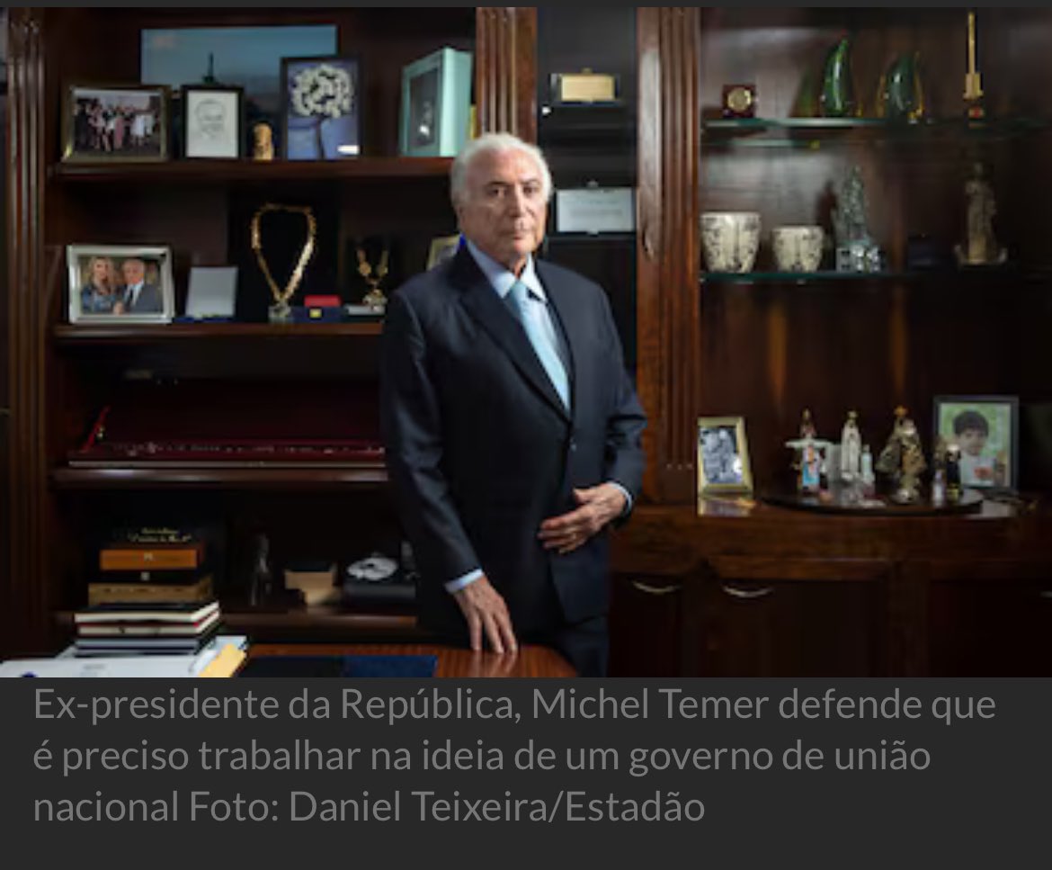 🚨 MICHEL TEMER “Reaparece” - 'A oposição existe para ajudar a governar na democracia. Por que ela ajuda a governar? Porque ela critica, observa, contesta, contraria', diz, lamentando, porém, que o conceito de oposição foi radicalizado: 'Aqui no Brasil nós temos a ideia de que…
