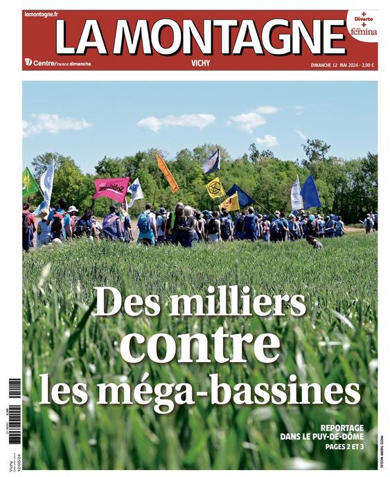 J'ai apprécié la couverture faite par @lamontagne_fr de la mobilisation contre les #gigabassines en Limagne ce week-end : cf. l'édition du jour et celle de vendredi. 1/9