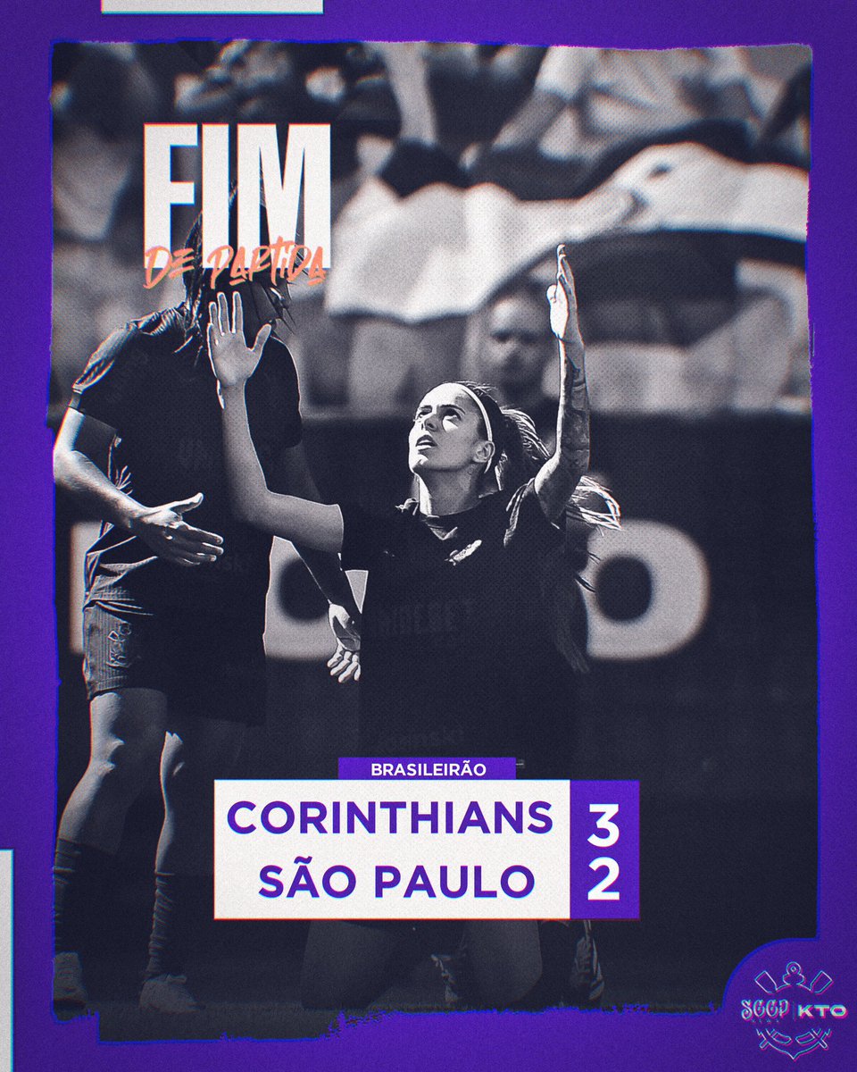 🟣⚪️ | Em jogo emocionante na Neo Química Arena, o Corinthians venceu o rival São Paulo por 3 a 2 em jogo do Brasileirão Feminino! Jheniffer, Vic Albuquerque e Jaqueline, nos minutos finais, foram as Brabas autoras dos gols do Timão.