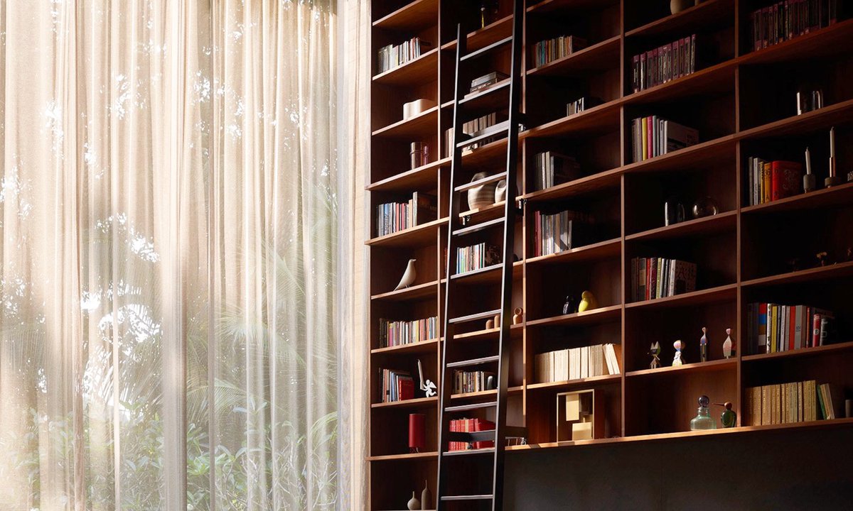 The bookshelves at this home in São Paulo, Brazil are a thing of beauty