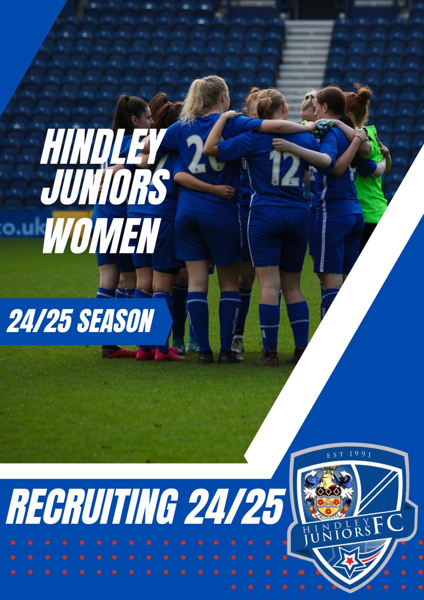 Hindley Juniors Women are recruiting for the 24/25 season.

We are now running open sessions on Tuesdays and Thursdays.

Step 6 team playing in the NWWRL Div 1 South

UEFA B Coach

Please contact me directly on:

07462080585
hjfcfemalefootball@gmail.com