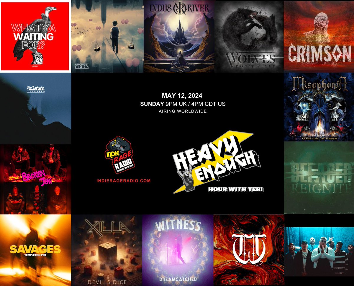 Today 9pmUK 22hFR 3pmCDT(US) Tune in to @IndieRageRadio #HeavyEnough Hour 🔊 indierageradio.com Listen to the new bangers from- #Mercerbanduk #Failstate @BrokenJawUK @TempletonPek @amongstliars @XillaUK #IndusRiver +more #Replay Info: facebook.com/HeavyEnoughHou… #NewMusicAlert