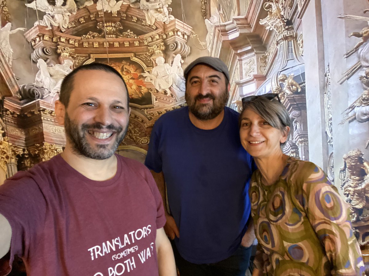 Zagreb as crossroads for culture... Although I am here for a fellowship and a festival, by chance my friend Antoine Cassar from Malta was also here in Zagreb for other events, staying just 6 minutes away, so we met for a coffee along with his friend Mika Buljević from Booksa.