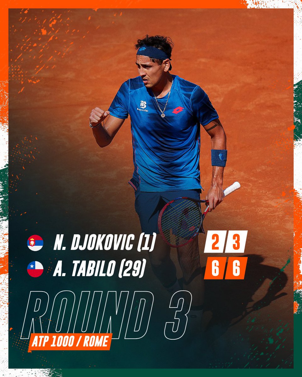 𝗕𝗼𝗹𝘁 𝗳𝗿𝗼𝗺 𝘁𝗵𝗲 𝗯𝗹𝘂𝗲 𝗶𝗻 𝗥𝗼𝗺𝗲 ⚡️

Tabilo stuns Djokovic with a straight sets victory 🤯

#IBI24