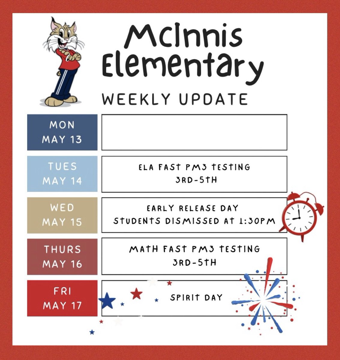 Hey there, Bobcats! 🐾 Take a peek at our weekly update for what's in store!

#TeamMcInnis❤️💙