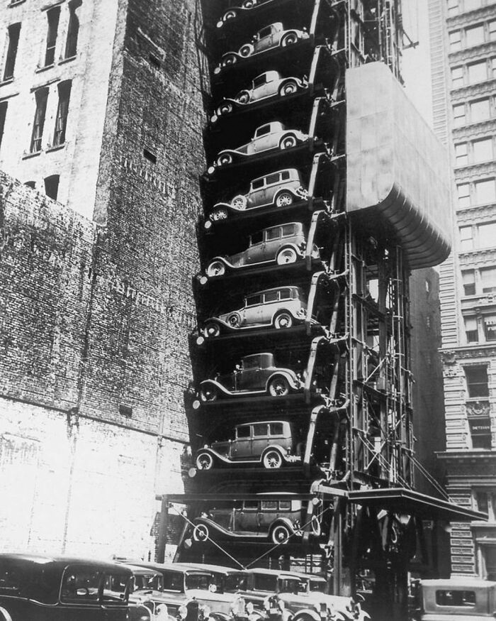 “An Elevator Parking Lot In New York. C.1920”
