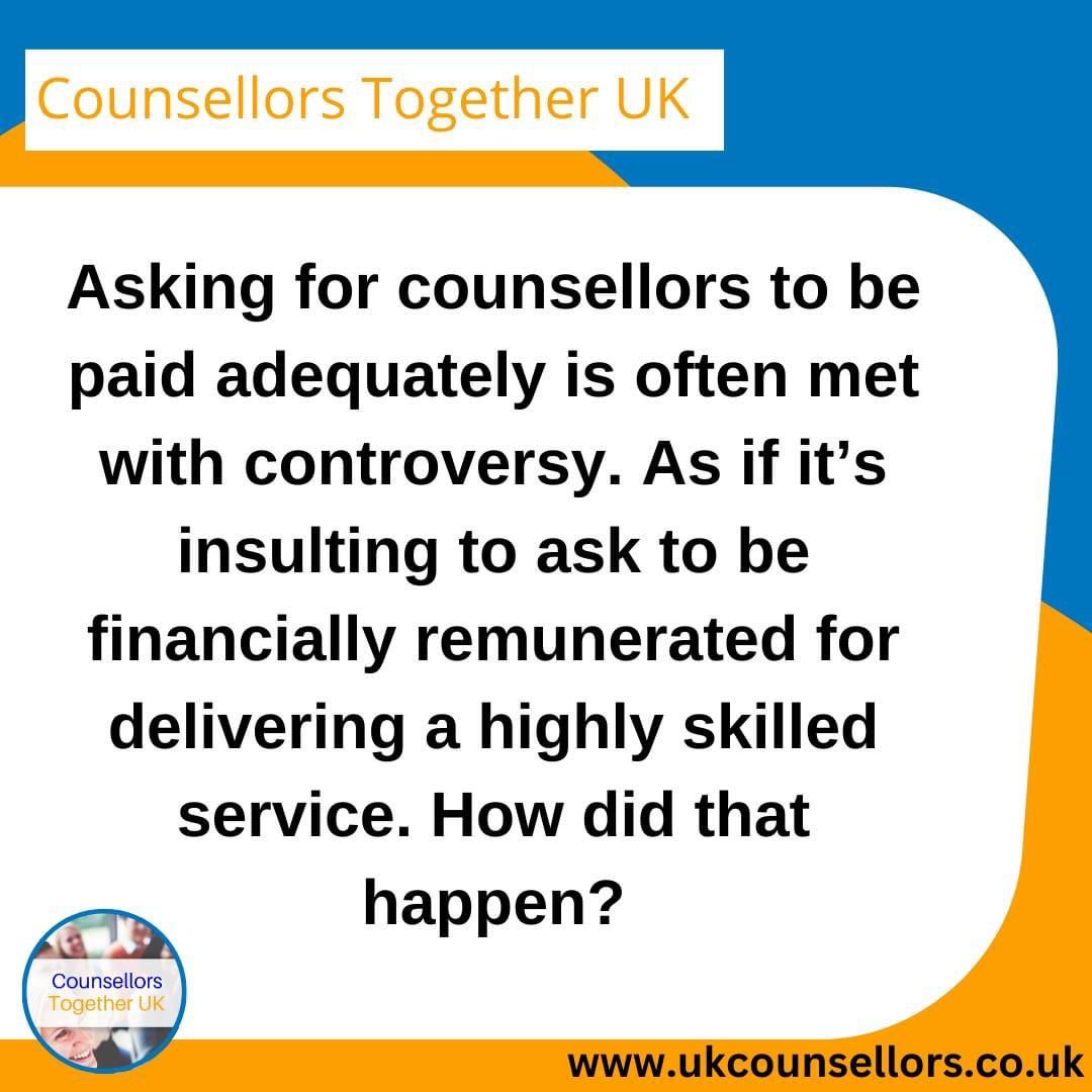Dear counselling organisations, this is your daily reminder to pay your therapists!

Dear Membership Bodies, this is your daily reminder to challenge organisations who don’t!

#TherapistsConnect #counsellorstogetheruk #therapy #mentalhealth #psychotherapy #counselling #fairpay