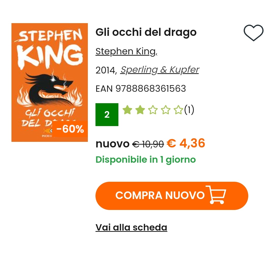 Amici, oggi reparto outlet libraccio e ibs si può acquistare un King a un prezzo piccolissimo! @luca_carioli