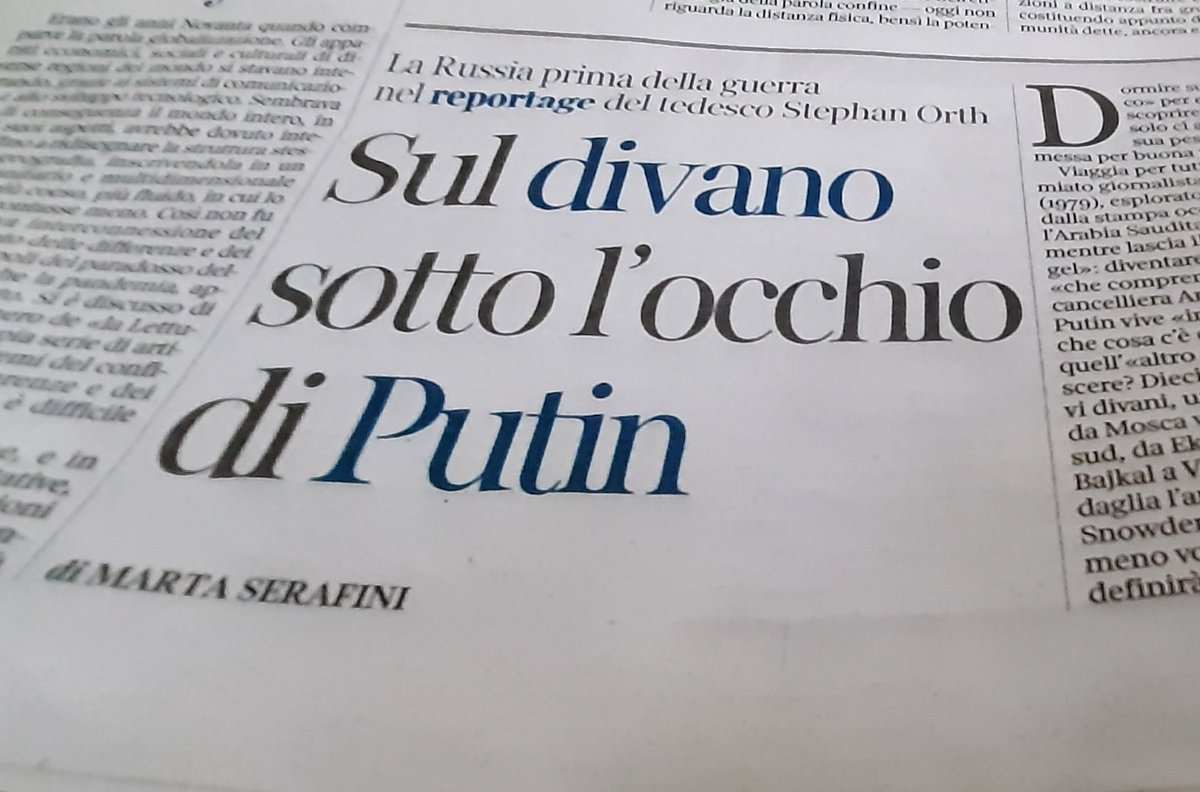 Il nuovo reportage del tedesco #StephanOrth, 'La Russia dietro le porte chiuse' oggi su @La_Lettura Ne parla Marta Serafini. Grazie! #12maggio2024 #SalTo24