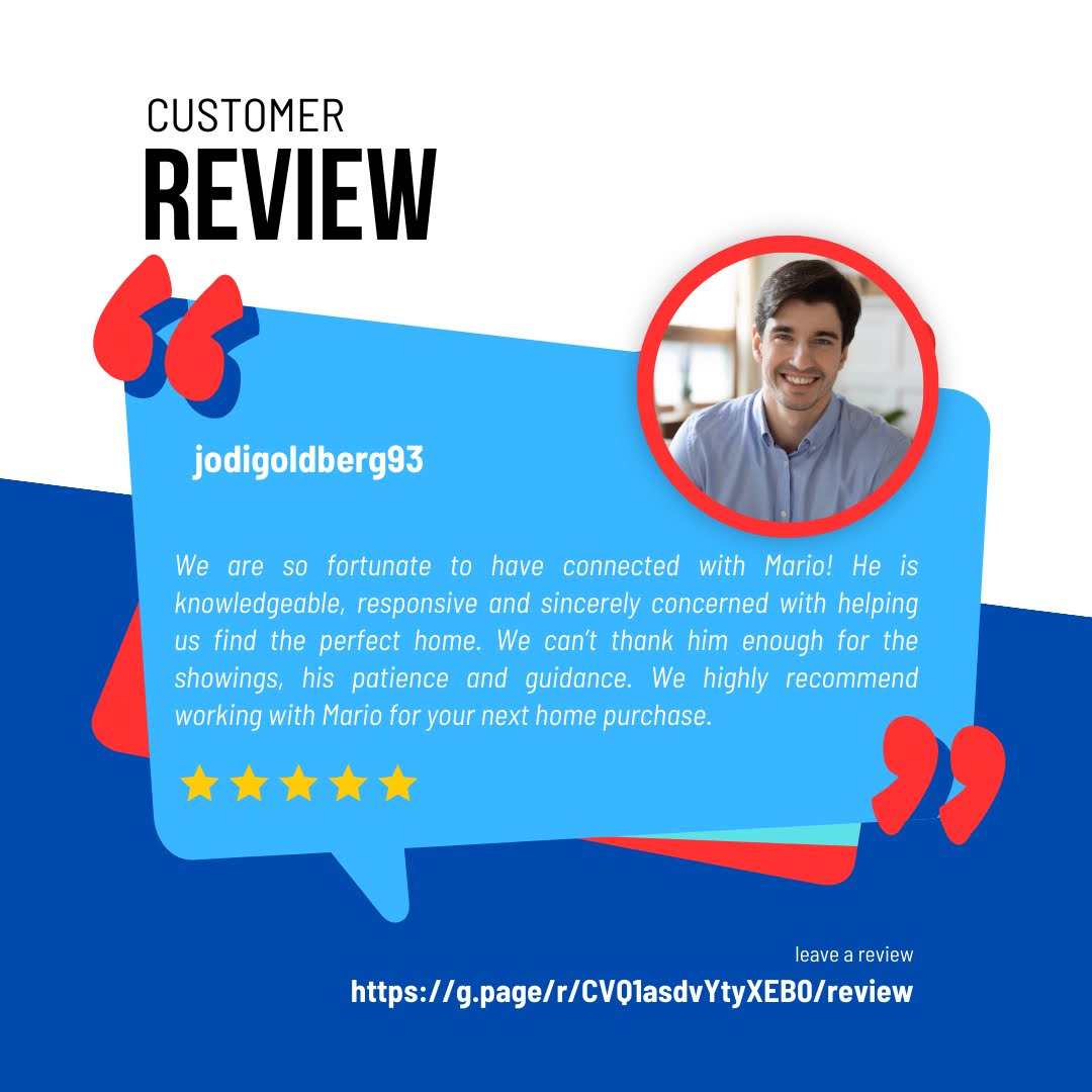 Client Review

⭐️⭐️⭐️⭐️⭐️ - Local knowledge
⭐️⭐️⭐️⭐️⭐️ - Process expertise
⭐️⭐️⭐️⭐️⭐️ - Responsiveness
⭐️⭐️⭐️⭐️⭐️ - Negotiation skills

#GratefulForMario #KnowledgeableAgent #ResponsiveService #HomebuyingGuide #PatienceAndGuidance #RecommendMario #MarioBottieri #sres