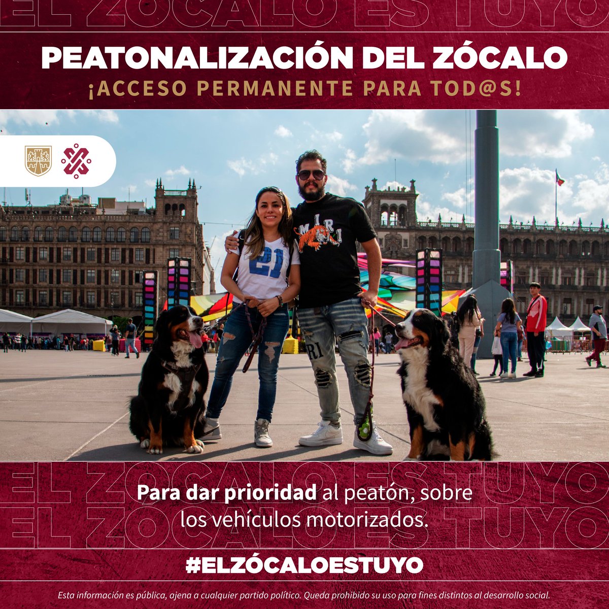 #ElZócaloEsTuyo | El proyecto de peatonalización y transformación del Zócalo pone al peatón como figura central de la movilidad en la Ciudad de México, dándole prioridad sobre los vehículos motorizados y, a su vez, fomentando la movilidad sustentable.